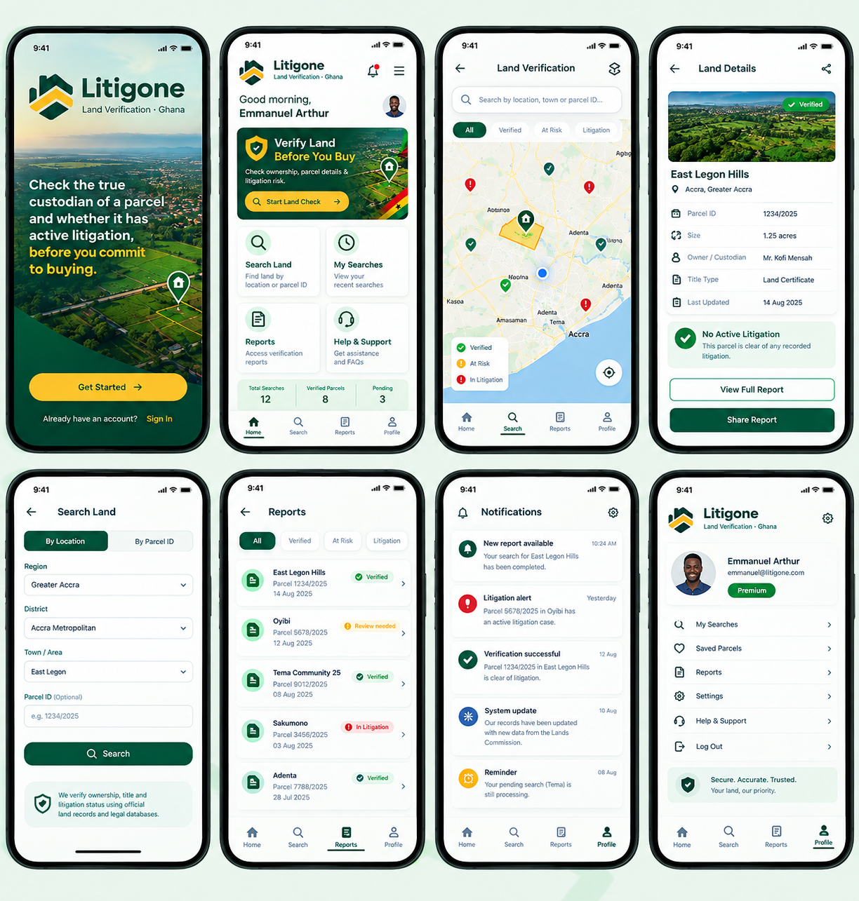 Litigone app screens